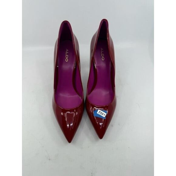 NEW Aldo Stessy Heels Patent Leather Pointed Toe Pump Red Pink Womens Size 8.5 - Picture 1 of 9